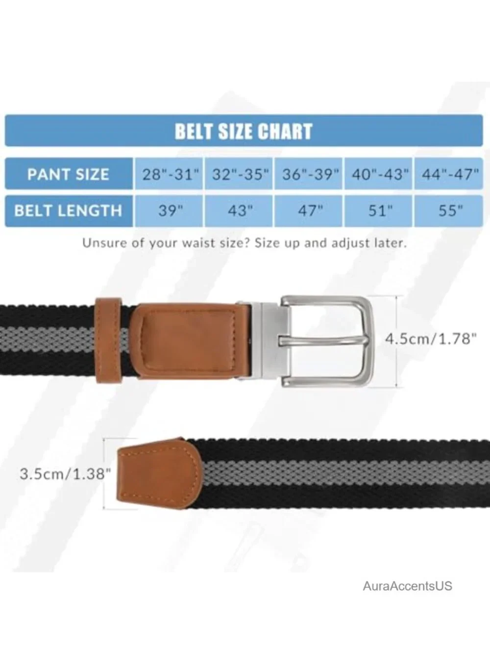 Reversible Braided Belt Men Women Elastic Stretch Woven Golf Casual Jeans Work